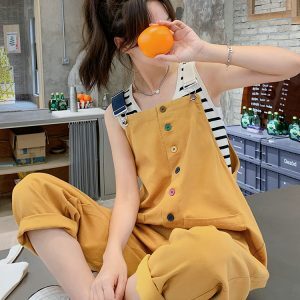 Trendy Japanese Style Dopamine Outfit Milk Fufu Suspenders Pants Jumpsuit Two-Piece Set for Women - Summer 2025 Youthful Fashion
