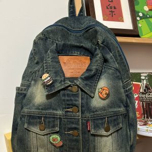 Trendy Large Capacity Denim Backpack for Students - Versatile Casual Design for Spring and Summer