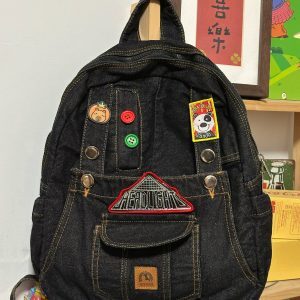 Trendy Large-Capacity Denim Backpack for Students, Versatile Fabric Bag, Stylish School Bag, Perfect for Daily Use