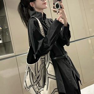Trendy Linen Graffiti Tote Bag - Versatile Large Capacity Shoulder & Crossbody Bag for Lazy Fashion Lovers