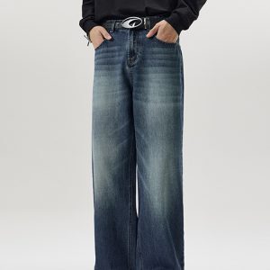 Trendy Loose Wide-Leg Straight Leg Jeans for Men - A-Type Casual Floor-Length Pants, High Street Fashion, 90s Style
