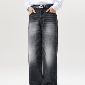 Trendy Loose Wide-Leg Straight Leg Jeans for Men - A-Type Casual Floor-Length Pants, High Street Fashion, 90s Style