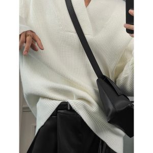Trendy Minimalist Knitted Base Shirt - Loose Comfortable Versatile Autumn Style