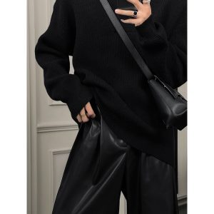 Trendy Minimalist Knitted Base Shirt - Loose Comfortable Versatile Autumn Style