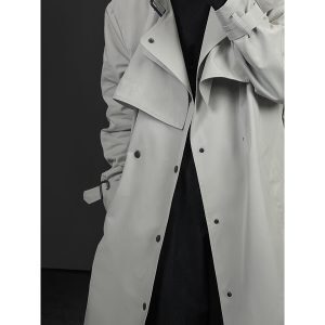 Trendy Minimalist Long Windbreaker Coat for Autumn - Versatile Loose Fit Commuter Outerwear