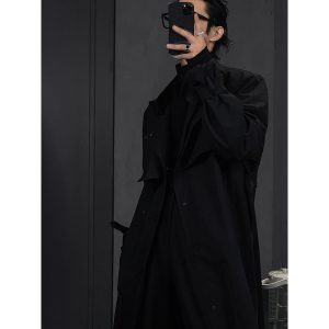 Trendy Minimalist Long Windbreaker Coat for Autumn - Versatile Loose Fit Commuter Outerwear