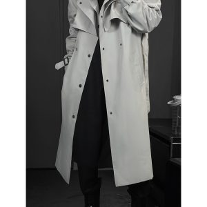Trendy Minimalist Long Windbreaker Coat for Autumn - Versatile Loose Fit Commuter Outerwear