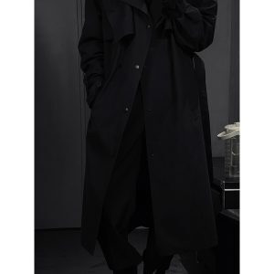 Trendy Minimalist Long Windbreaker Coat for Autumn - Versatile Loose Fit Commuter Outerwear