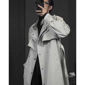 Trendy Minimalist Long Windbreaker Coat for Autumn - Versatile Loose Fit Commuter Outerwear