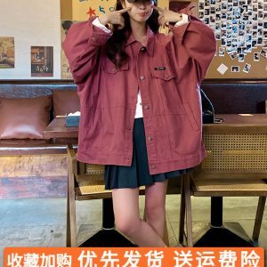 Trendy Pink Denim Jacket for Women - Korean Chic Spring Autumn Workwear - Stylish Casual Layering Piece 2025