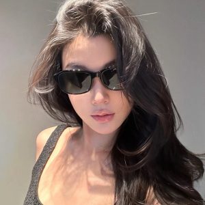 Trendy Retro Square Frame Black Sunglasses for Women - High-End Stylish Eyewear, Perfect for Round Faces, 2024 Fashion