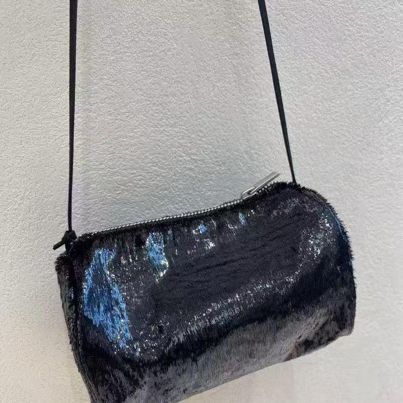 Trendy Shiny Cylindrical Shoulder Crossbody Bag for Women - Versatile Fashion Accessory, New Arrival