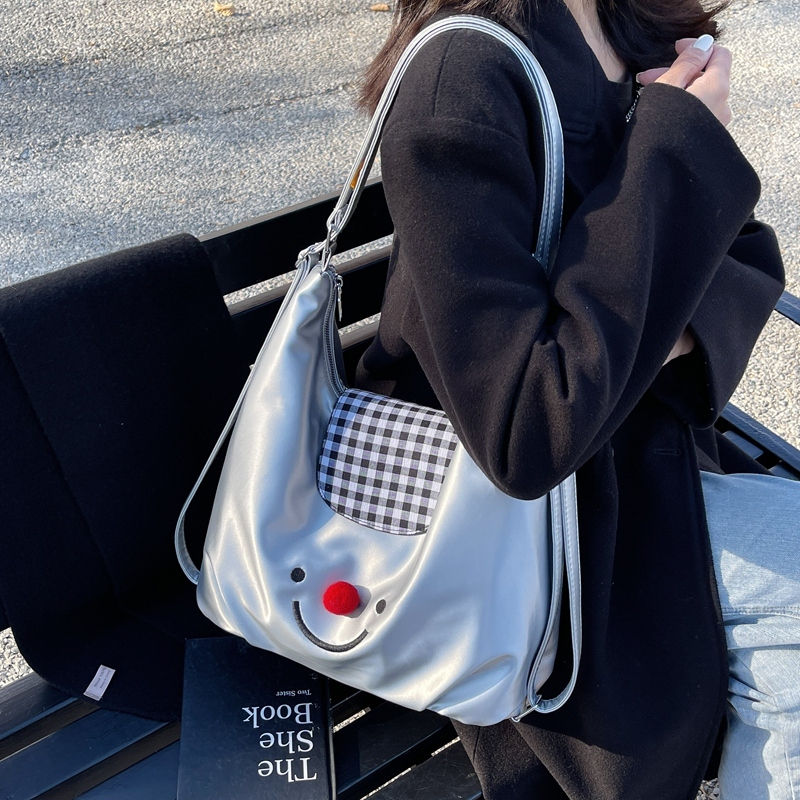 Trendy Smiley Face Backpack for Women - Casual Large Capacity Tote Bag for College Students - 2024 INS Style