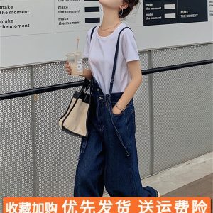 Trendy Summer Wide-Leg Denim Overalls for Women, Youthful Casual Jumpsuit Set, Stylish and Lightweight Fashion