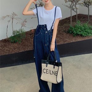 Trendy Summer Wide-Leg Denim Overalls for Women, Youthful Casual Jumpsuit Set, Stylish and Lightweight Fashion