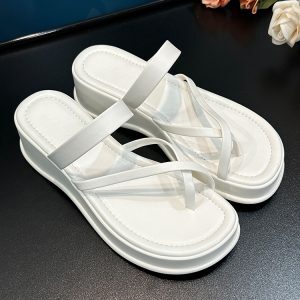 Trendy Thick-Soled Wedge Flip-Flops for Women - Summer Outdoor Fashion 2025, Stylish Beach Footwear