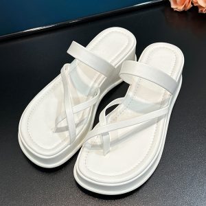 Trendy Thick-Soled Wedge Flip-Flops for Women - Summer Outdoor Fashion 2025, Stylish Beach Footwear