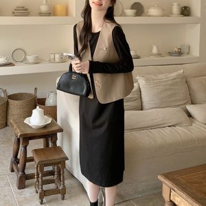 Trendy Two-Piece Vest Suit Dress Set for Women - Early Spring 2025 Style, Chic and Fashionable Outfit