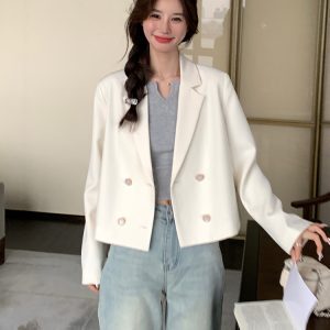 Trendy White Blazer for Women, Unique Short Thin Suit for Spring & Autumn 2025, Stylish Casual Wear