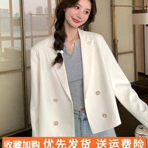 Trendy White Blazer for Women, Unique Short Thin Suit for Spring & Autumn 2025, Stylish Casual Wear