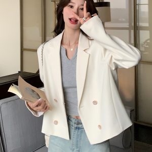 Trendy White Blazer for Women, Unique Short Thin Suit for Spring & Autumn 2025, Stylish Casual Wear