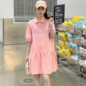 Trendy Women's Casual Polo Dress - Summer 2025 Loose Fit College Style T-Shirt Dress for Leisure Sports and Everyday Wear