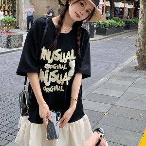 Trendy Women's Fishtail T-Shirt Dress - Unique Loose Design for Summer, Stylish Age-Reducing Look