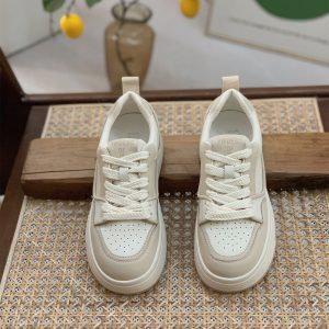 Trendy Women's Genuine Leather Board Shoes, Thick-Soled Black and White Panda Style, Versatile Spring Autumn Footwear 2025
