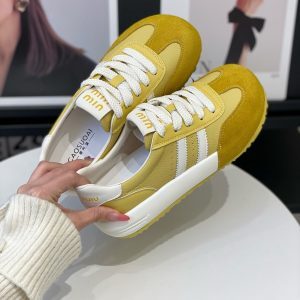 Trendy Women's Genuine Leather Lace-Up Color-Block Thick-Soled Casual Shoes for Spring 2025, Versatile Small Board Style