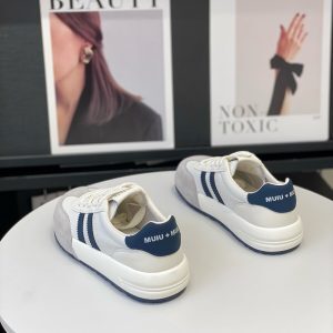 Trendy Women's Genuine Leather Lace-Up Color-Block Thick-Soled Casual Shoes for Spring 2025, Versatile Small Board Style