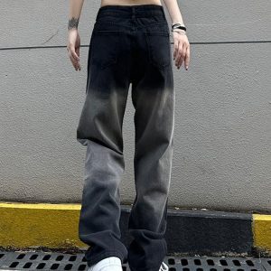 Trendy Women's High-Waisted Black and Gray Wide-Leg Pants - Casual Versatile American High Street Style