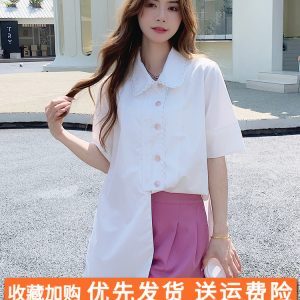 Trendy Women's Summer 2025 Two-Piece Set - Stylish Short Sleeve Shirt and Shorts Outfit for Everyday Wear