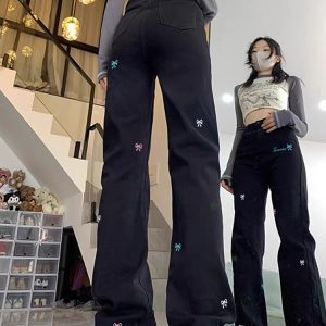 Trendy Women's White High-Waisted Wide-Leg Jeans - Casual American High Street Style, Versatile Slim-Fit Floor-Length Design