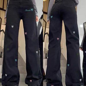 Trendy Women's White High-Waisted Wide-Leg Jeans - Casual American High Street Style, Versatile Slim-Fit Floor-Length Design