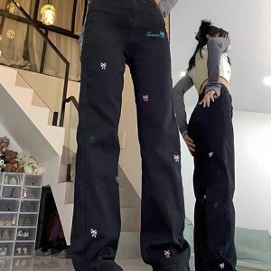 Trendy Women's White High-Waisted Wide-Leg Jeans - Casual American High Street Style, Versatile Slim-Fit Floor-Length Design