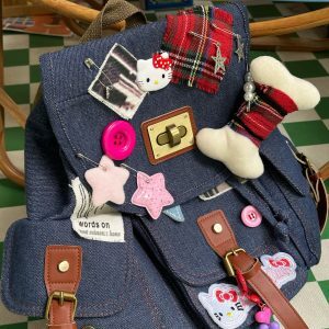 Trendy Y2K Large-Capacity Denim Backpack for Women, Stylish Retro Bag, Versatile Fashion Backpack