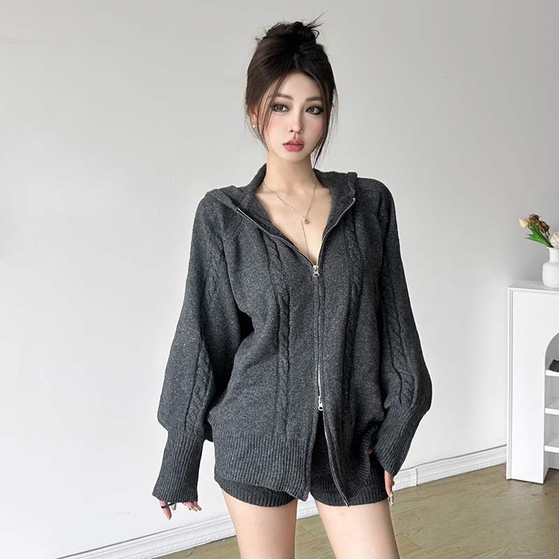 Twisted Braided Zipper Hoodie - Loose Fit Versatile Sports Casual Sweater Jacket in Solid Color for Everyday Wear