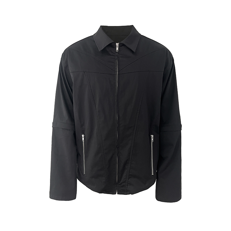 Two-in-One Deconstructed Shirt with Structural Lines, YKK Zipper, Removable Layer – Modern Streetwear Style