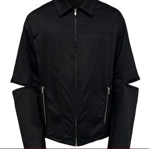 Two-in-One Deconstructed Shirt with Structural Lines, YKK Zipper, Removable Layer – Modern Streetwear Style