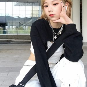 Ultra-Short Hip-Hop Crop Top for Women - American Street Style Jazz Dance Practice Shirt