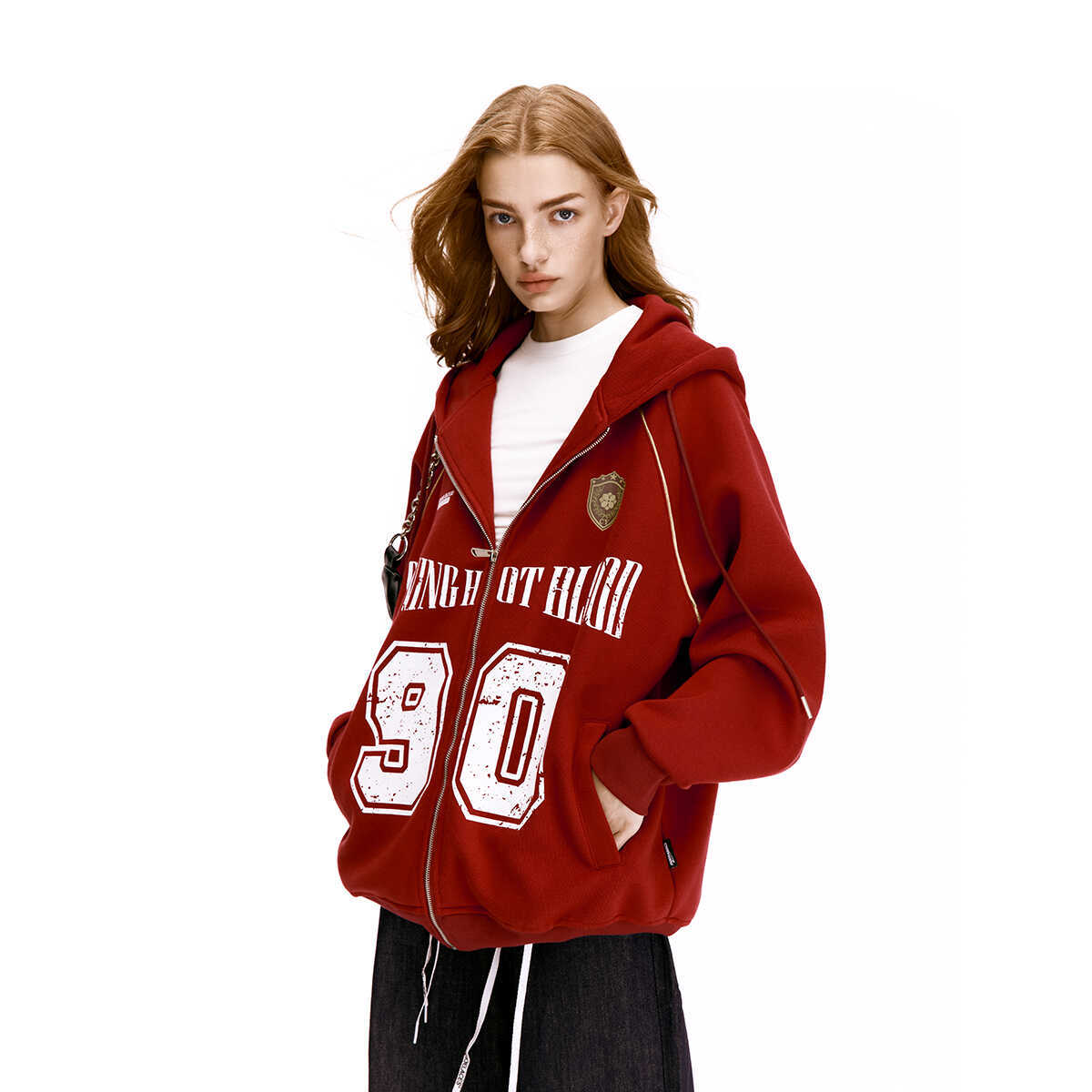 Unisex American Vintage Letter Print Cardigan Hoodie - Blockcore Casual Style for 90s Inspired Fashion
