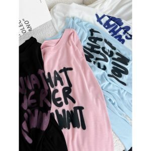 Unisex Graffiti Letter Print Long Sleeve T-Shirt - Dragon Dada Summer Lazy Style Versatile Loose Lightweight Top