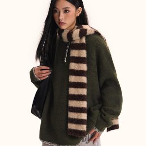 Unisex Hand-Sewn Henry Collar Sweater - Loose Fit American Vintage Style Top Jacket