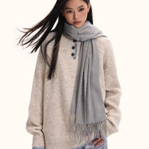 Unisex Hand-Sewn Henry Collar Sweater - Loose Fit American Vintage Style Top Jacket