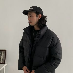 Unisex High-Neck Lightweight Down Jacket - Trendy Thickened Winter Coat in Japanese Style for Men and Women