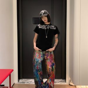Unisex Ink Splash Tie-Dye Wide-Leg Pants - Trendy American Style Loose Fit Straight Leg Long Pants for Men and Women