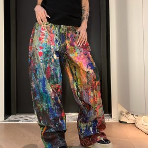 Unisex Ink Splash Tie-Dye Wide-Leg Pants - Trendy American Style Loose Fit Straight Leg Long Pants for Men and Women