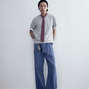 Unisex Loose Casual Wide-Leg Denim Jeans in Water-Washed Blue - Vintage 90s Style Trendy Fashion Pants