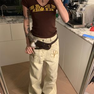 Unisex Loose Fit Straight Leg Pants - Vintage Reversed Wash, Casual Wide Leg Design, 2025 Spring Fashion
