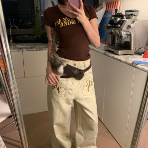 Unisex Loose Fit Straight Leg Pants - Vintage Reversed Wash, Casual Wide Leg Design, 2025 Spring Fashion